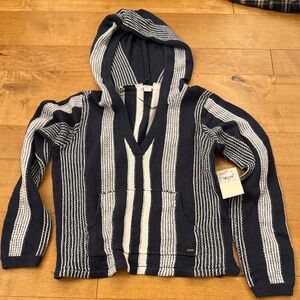 O'Neill Navy & Cream Striped Knit Hoodie